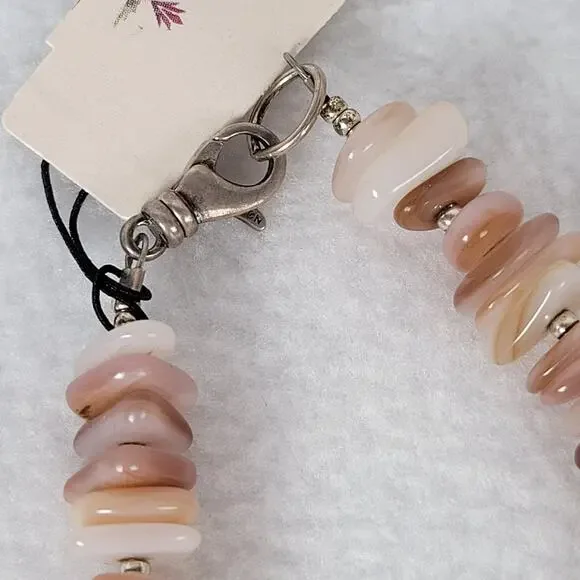 Peyote Bird Womens Necklace 9.5 Pink Opal Shell Silver Beads Art Hawaiian Love